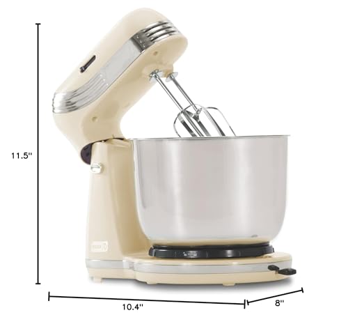 Dash Stand Mixer (Electric Mixer for Everyday Use): 6 Speed Stand Mixer with 3 Quart Stainless Steel Mixing Bowl, Dough Hooks & Mixer Beaters for Dressings, Frosting, Meringues & More - Pink