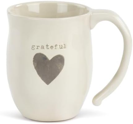 DEMDACO Grateful Heart Cream Inspirational 16oz Ceramic Stoneware Coffee Mug