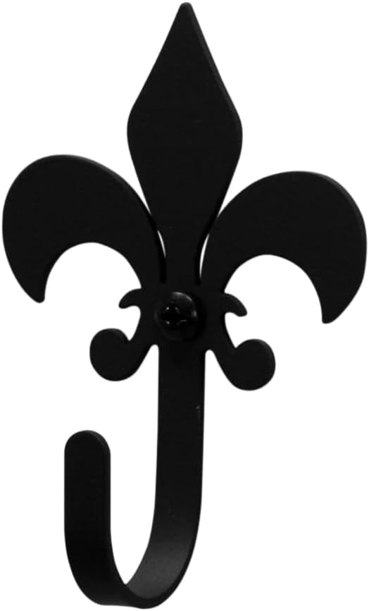 Village Wrought Iron Decorative Fleur-de-Lis Wall Hook, XSmall