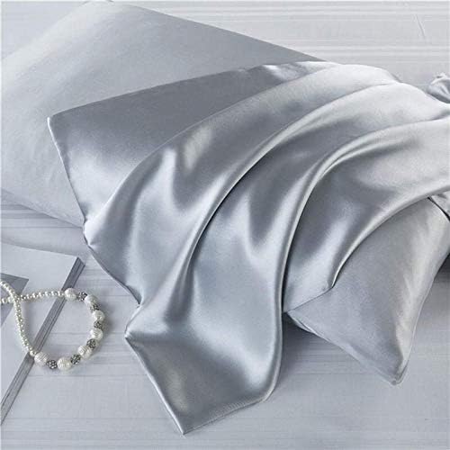 Luxbedding Satin Pillowcase 2 Pack - Standard Size Cooling Satin Pillowcase for Hair and Skin, Silver Pillow Cases