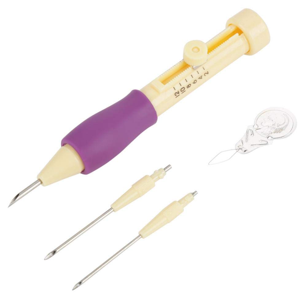 Punch Needle Embroidery Set Embroidery Needle Punch with 3 Sizes Needle Pen Kit Tool for DIY Craft for DIY Threaders Sewing Knitting for Mother(Yellow +)