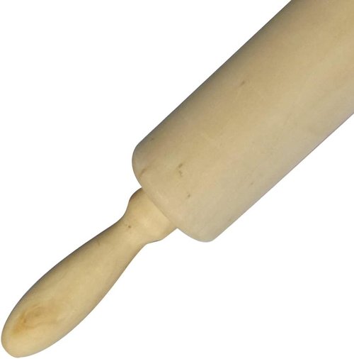 Classic Wood Rolling Pin - 35cm Hardwood Dough Roller with Comfort Grip Handles for Baking