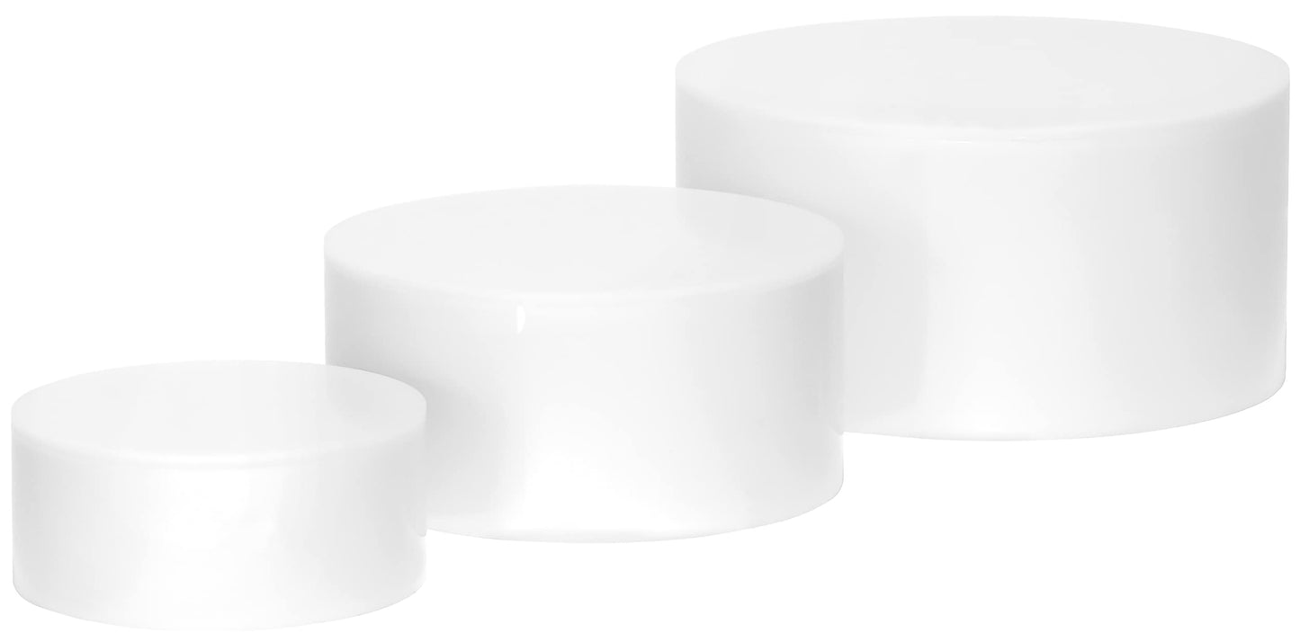 Red Co. Set of 3 Sizes (6", 5", 4") Acrylic Round Cylinder Display Nesting Riser Stands with Hollow Bottoms, Glossy White