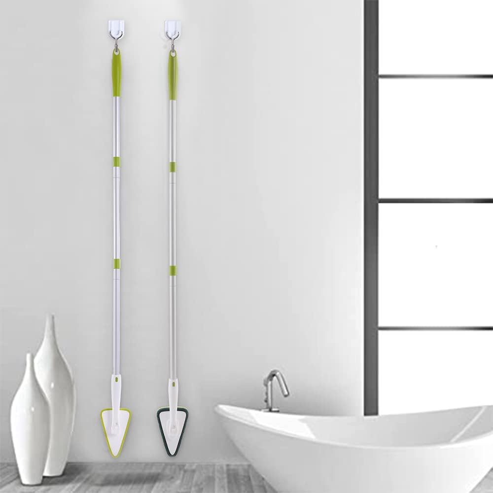 CQT 2 in 1 Bathroom Cleaning Brush, 48" Extendable Long Handle with Detachable Scrub Brush and Scouring Pads