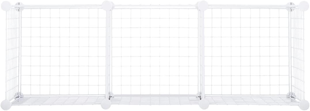 Rubbermaid 3 Piece Stackable Storage Wire Cube Set, Easy Assemble, White, Multi-Use Home Organizer for Closet/Toys