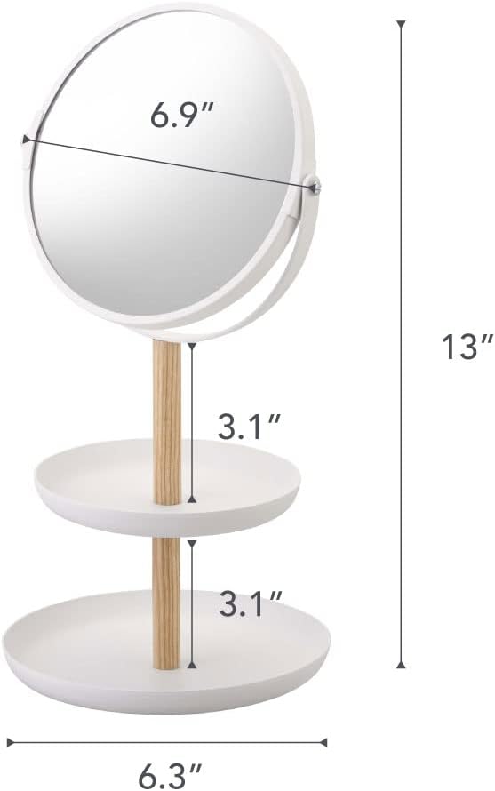 YAMAZAKI home Tosca Accessory Trays/Mirror, White