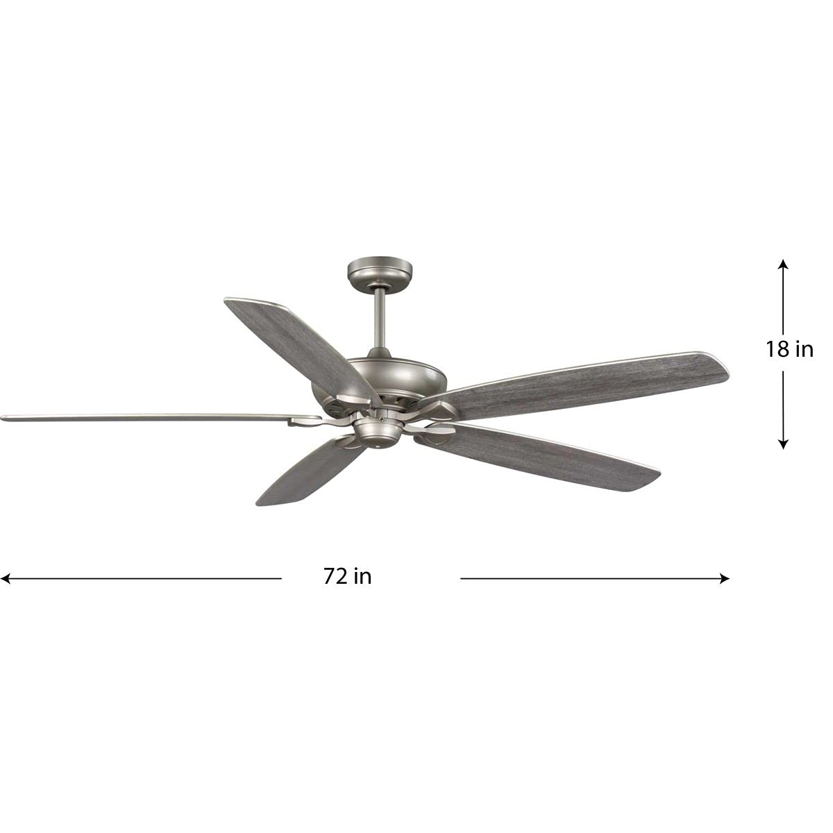 Progress Lighting Kennedale Collection 72-Inch 5-Blade DC Motor Transitional Ceiling Fan Grey Weathered Wood/Silver