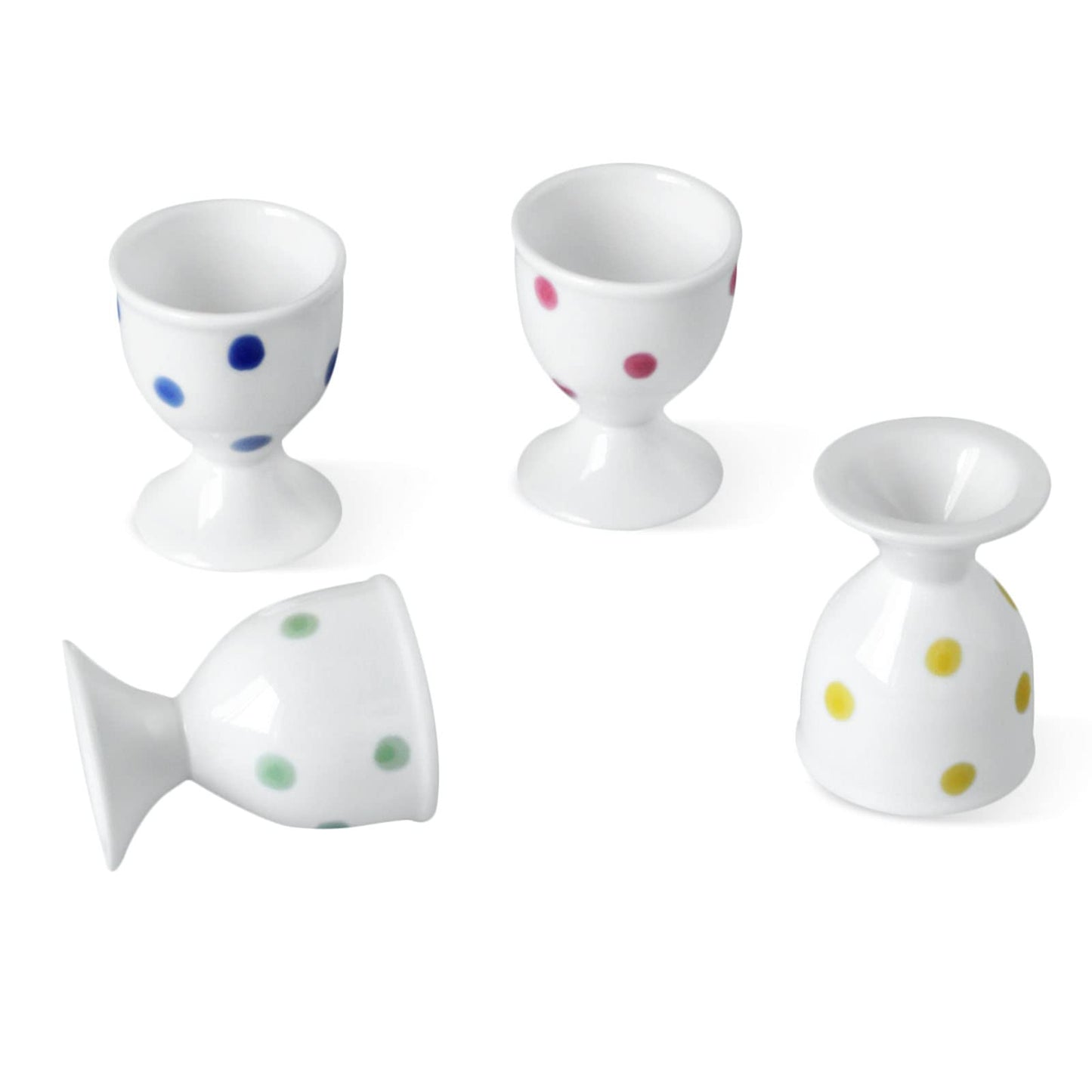 Cinf Ceramic Polka Dots Egg Cup Gift Set of 4 Porcelain Holder Breakfast Boiled Cooking Tools Stable Easy to Clean Childhood Memories Table Decoration Kitchen