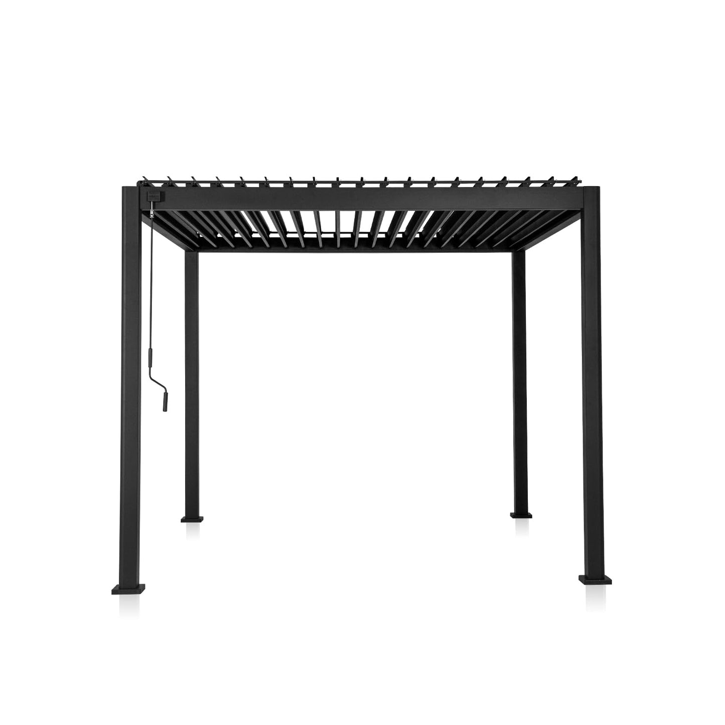 Mirador 111S Round Louvered Pergola Gazebo, 10Ft x 10Ft, Full Aluminum Frame, Adjustable Roof, Outdoor, Durable, Charcoal
