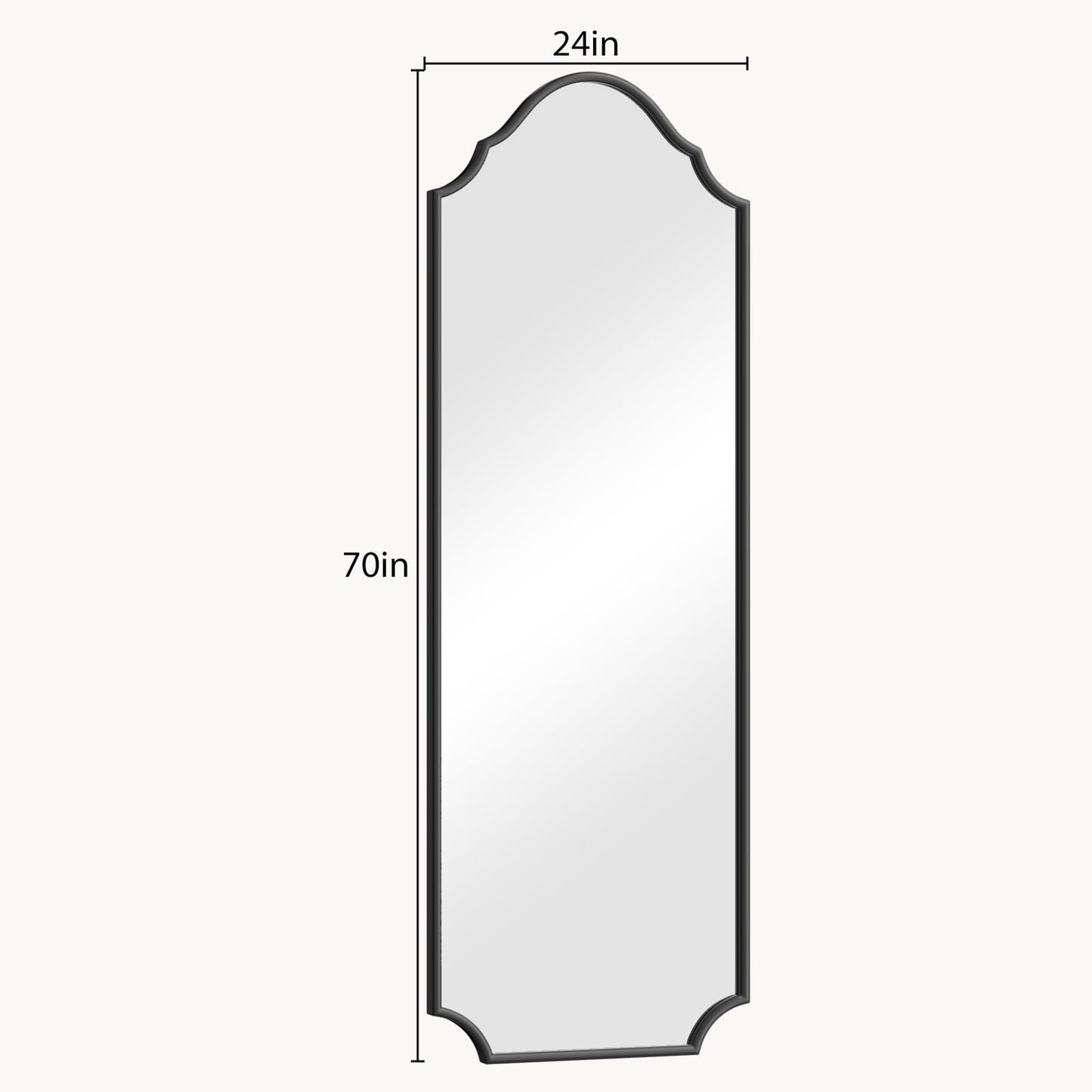 WallBeyond Arched Full Length Mirror Wall Mounted, 70"x24" Black Metal Frame Full Body Mirror for Bedroom, Living Room, Hanging or Leaning Against Wall Full Size