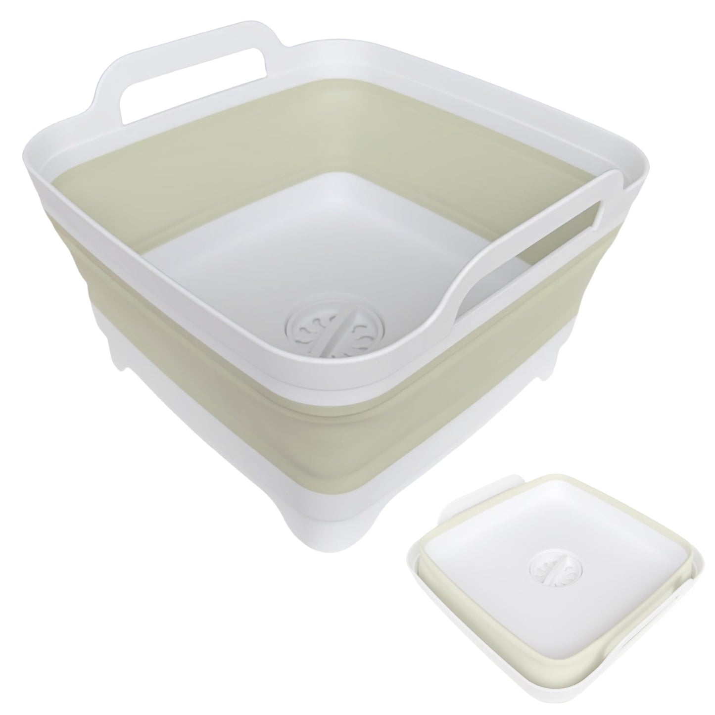 Collapsible Wash Basin for Baby Bottles - 2.4 Gallons Portable Wash Bin for RV Camping Sink, Space-Saving Dish Tub (Gray)