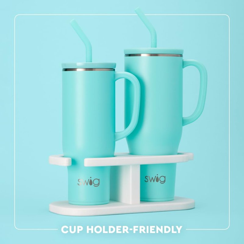 Swig Life 30oz Mega Mug, 30oz Tumbler with Handle and Straw, Large Insulated Tumblers, Cup Holder Friendly Travel Mug, Stainless Steel 30 oz Tumbler, Reusable Insulated Water Bottle (High Tide)