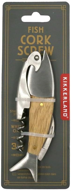 Kikkerland Lightwood Fish Corkscrew