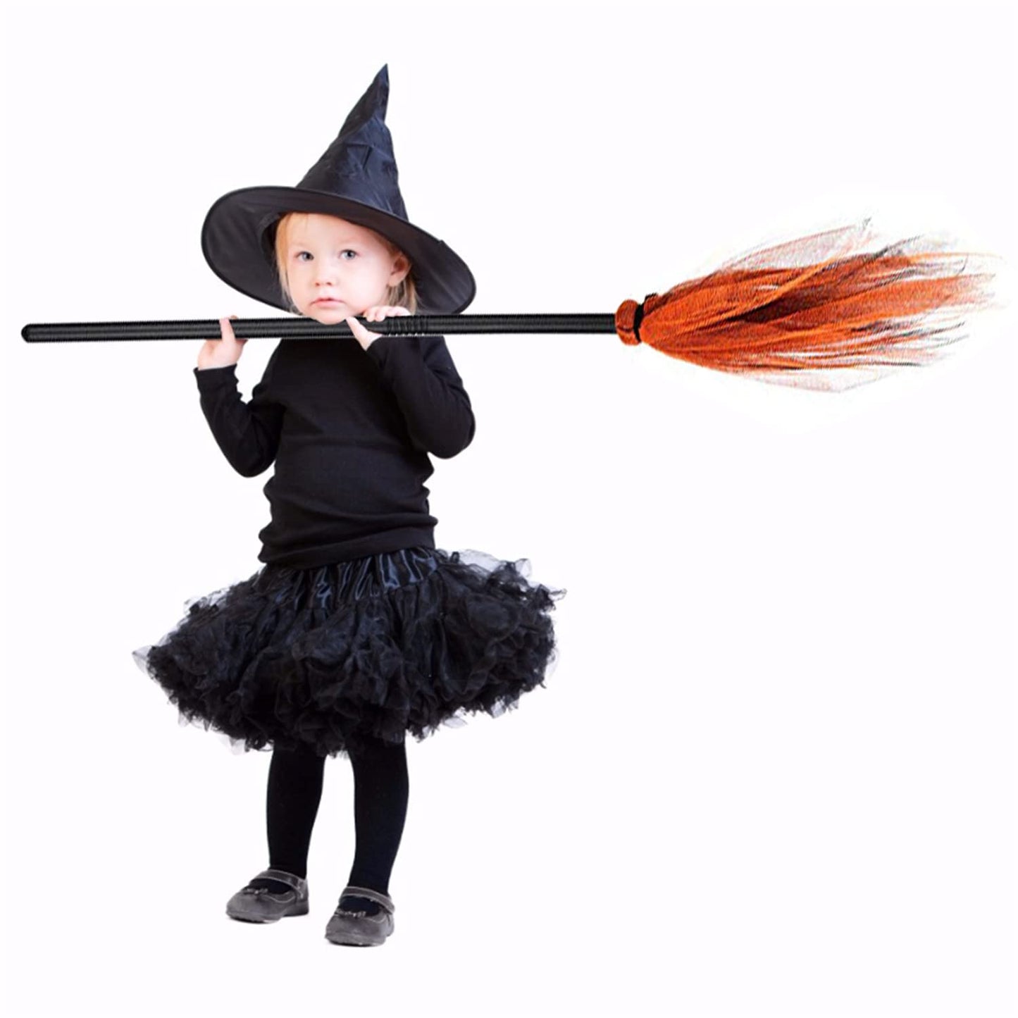 Purple Witch Broom Set, Plastic Broom Props for Kids, Halloween Costume Decor & Show, Cosplay & Party Accessory