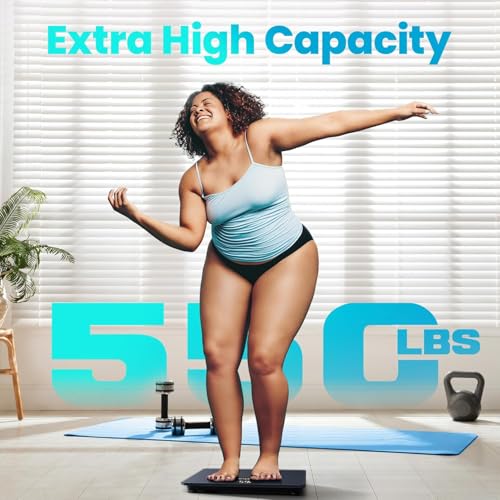 Posture 550lb Capacity Digital Bathroom Scale High Precision Body Weight Scale Extra Wide Platform Large LED Display, and Durable 8mm Tempered Glass Platform for Home