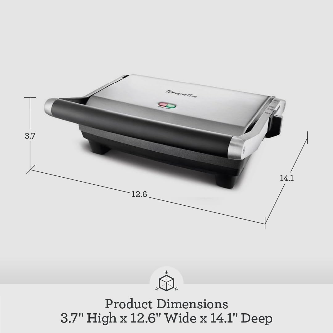 Breville BSG520XL Panini Duo Nonstick Sandwich Maker Press, 2 Slice, Brushed Stainless Steel