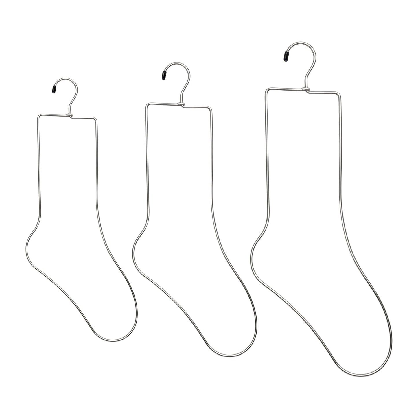 3 Pairs Metal Sock Blockers for Knitting - Stainless Steel Wire Sock Forms for Blocking, Drying & Display - Set of Small, Medium, Large Sizes (6 Pieces Total) with Hanger Hook