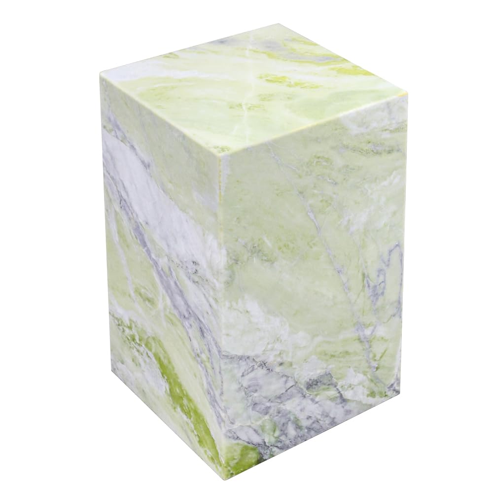 Luxury Marble Side Table,Square End Table for Modern Sofa and Bed, Living Room, Sofa, Bedroom(Fende Green)