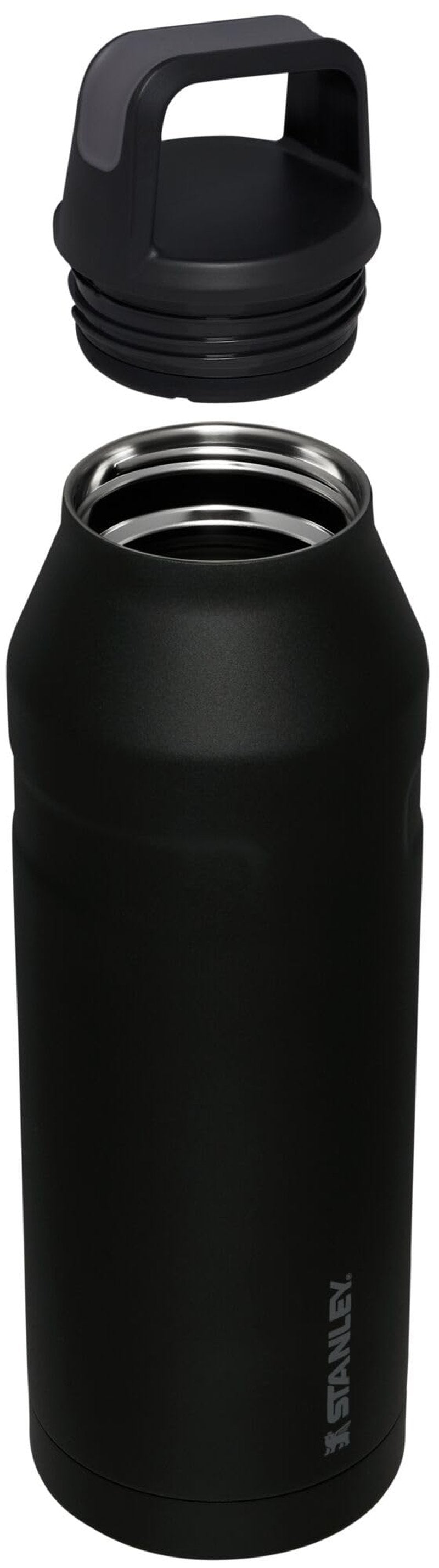 STANLEY IceFlow Cap and Carry Water Bottle 50 oz | Wide Mouth Twist Lid | Lightweight and Leakproof for Travel and Sports | Insulated Stainless Steel | BPA-Free | Black