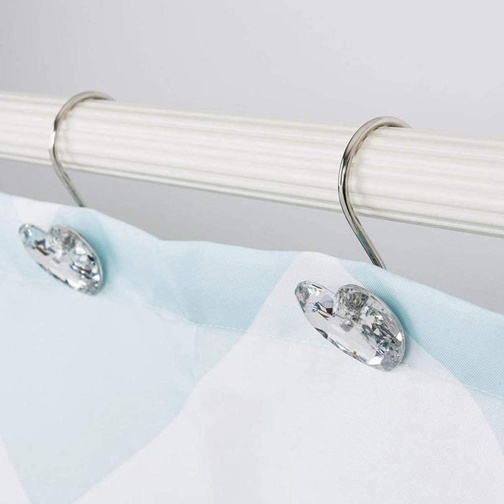 Actpe Decorative Crystal Heart Shape Shower Curtain Hooks, Pack of 12 Rust Resistant Bling Holders