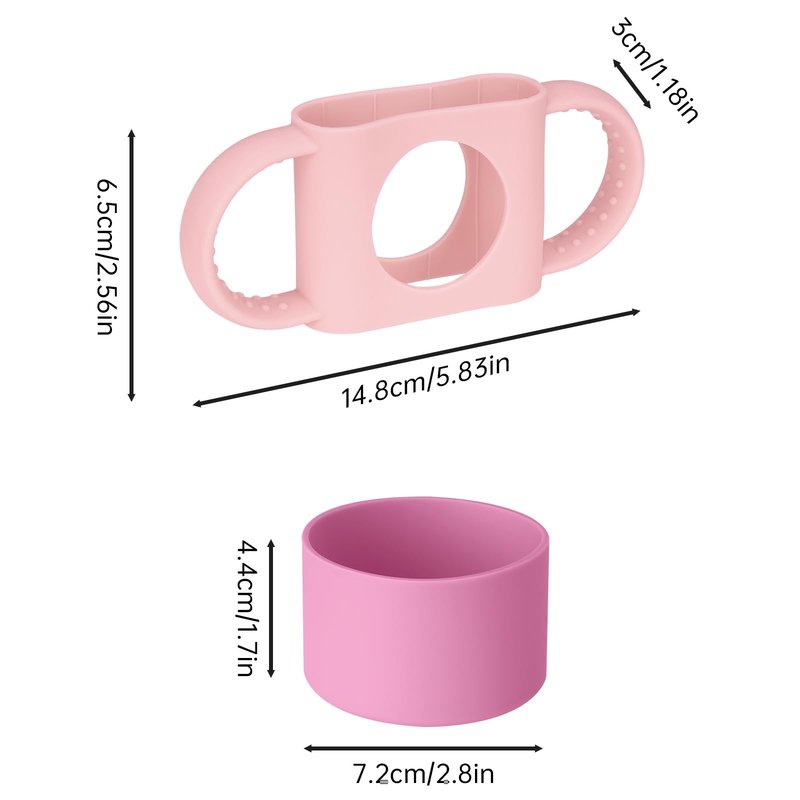 NiHome Silicone Double Handle & Boot for Owala Kids’ Tumbler 12oz 15oz, Easy to Install for Toddlers to Grip & Train, Shock-Absorbing Bottom Sleeve Drop Protection, Soft and Safe for Daily Use (Pink)