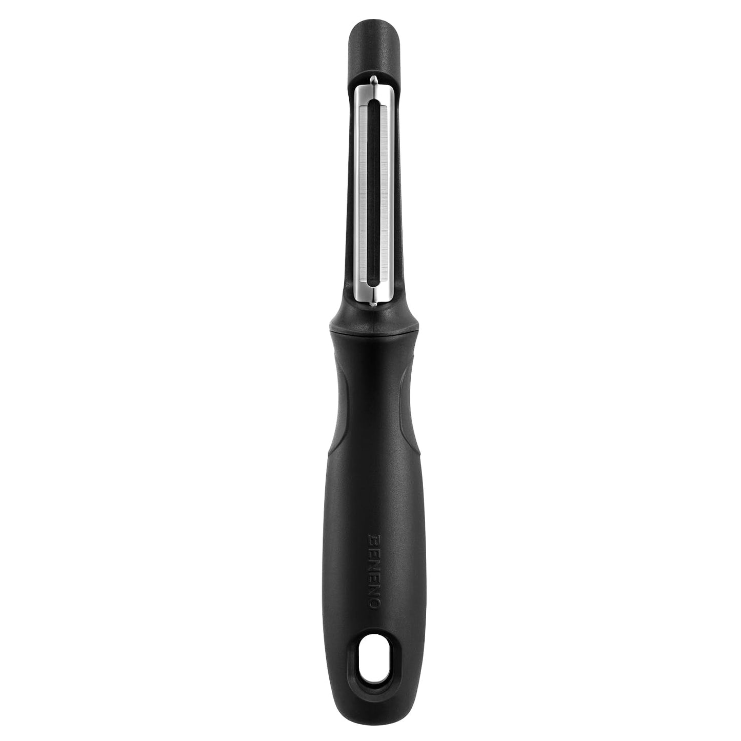 Beneno Swivel Vegetable Peeler, Razor-Sharp Smooth Peeling Potato Peelers with Stainless Steel Blades, Ergonomic Comfort Non-Slip Rubber Handle, Durable Kitchen Peelers with Potato Eye Remover, Black
