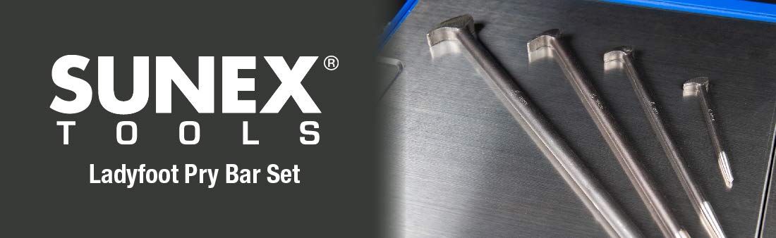 SUNEX TOOLS 9804 Rolling Head Pry Bar Set, 6-Inch - 20-Inch, 4-Piece