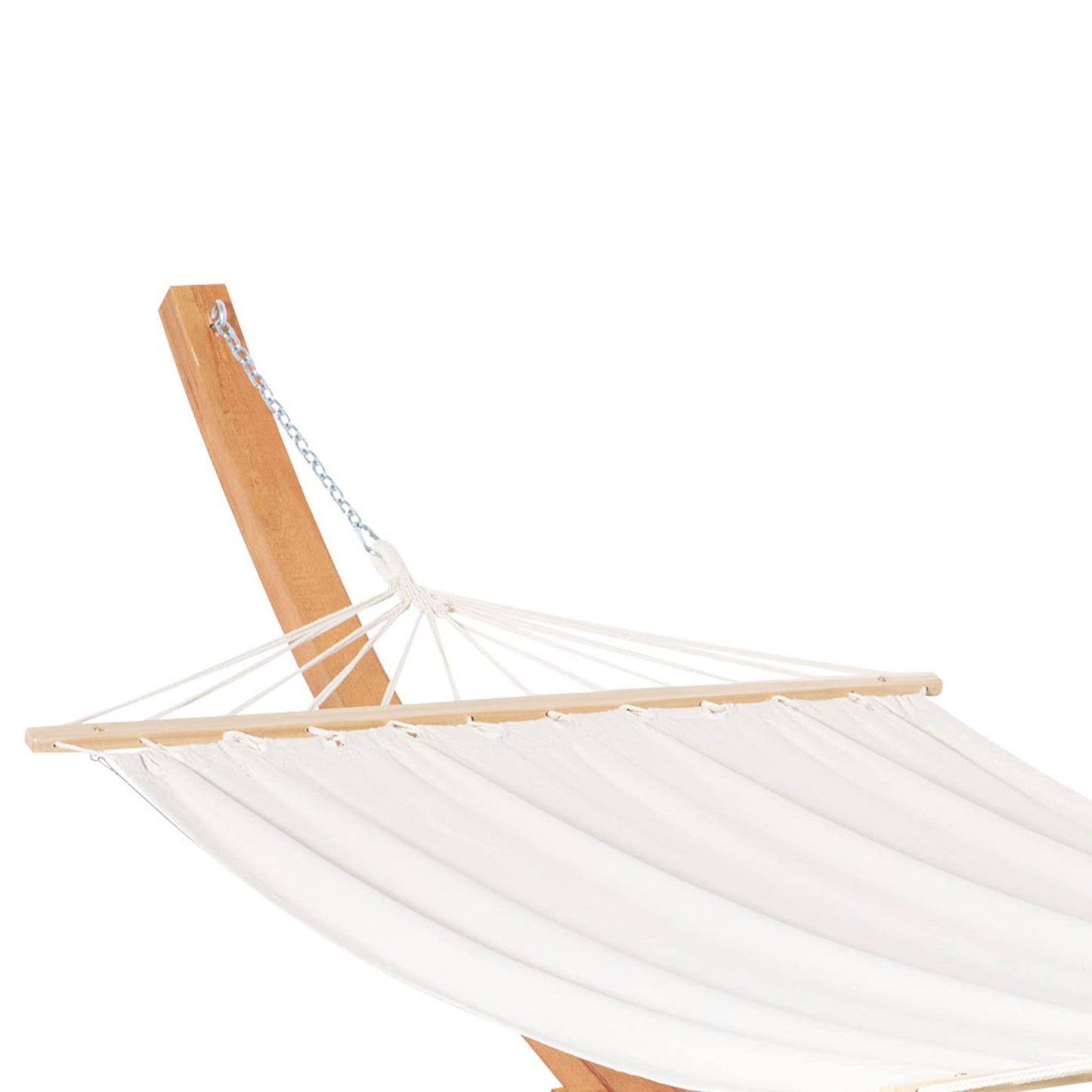 Outdoor Hammock with Stand, Extra Large 12.8' Heavy Duty Wooden Frame, Boho Style Nap Bed, Natural Cotton, 330 lbs Capacity, White