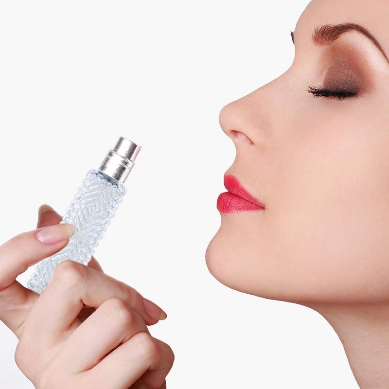YU FENG 12pcs Perfume Bottles Empty Clear Glass Atomizer Spray Bottles Empty Refillable for Perfume Essential Oil,Packed with Funnels Pipettes Dispensers Engraved Taj Mahal Style(13ml)