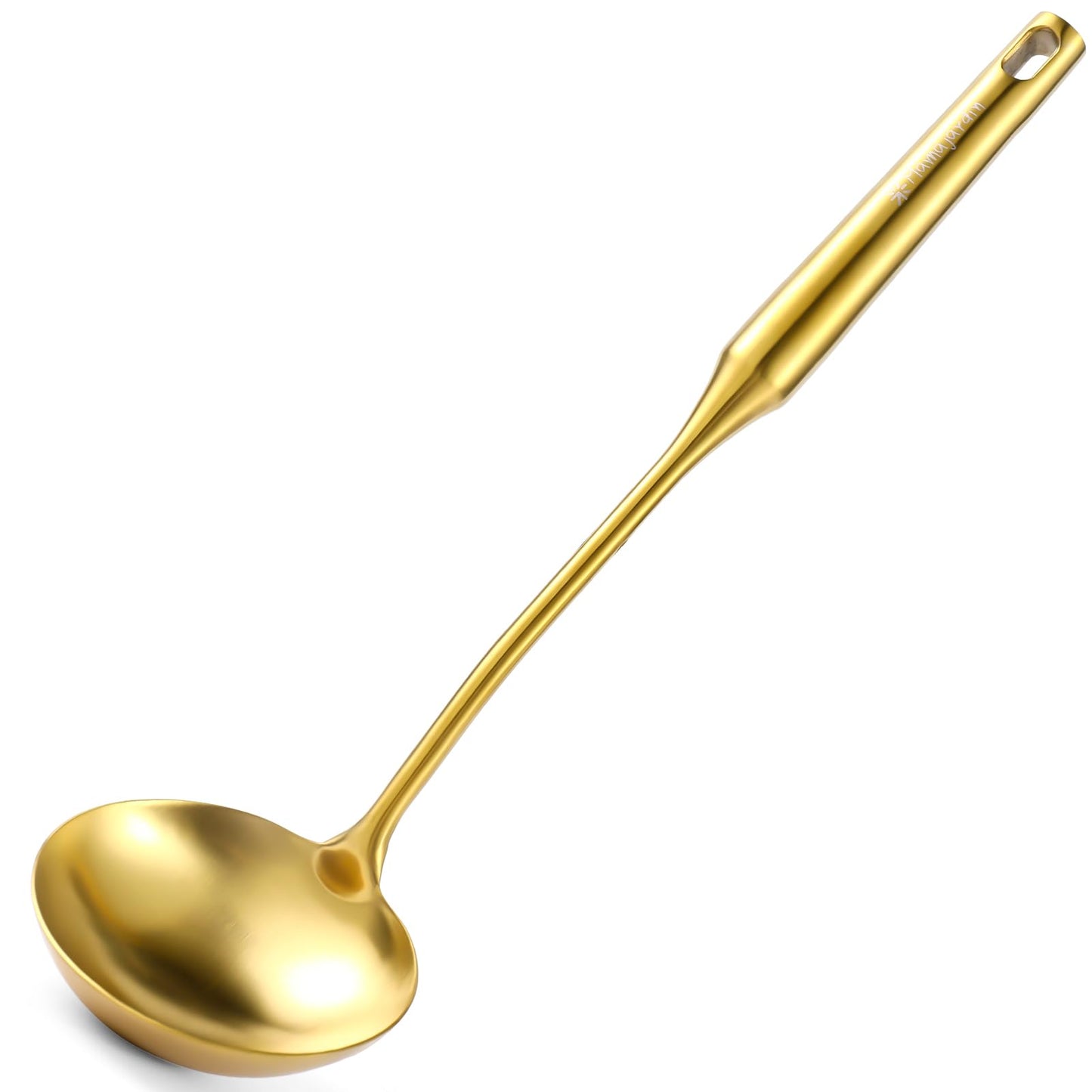 Gold Soup Ladle and Spaghetti Spoon Set - 18/10 Stainless Steel Soup Spoon,Pasta Strainer, 13.8" Kitchen Utensils for Cooking,Stirring, Serving Pasta, Soup & Sauce, Christmas Gifts