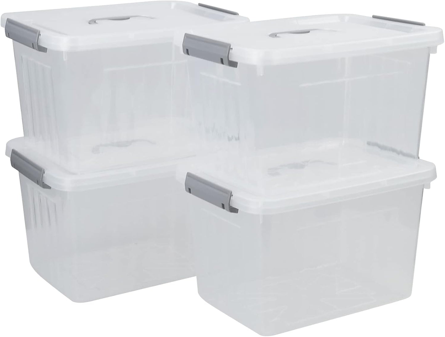 4-Pack Clear Plastic Storage Latch Box with Lids, 10 L