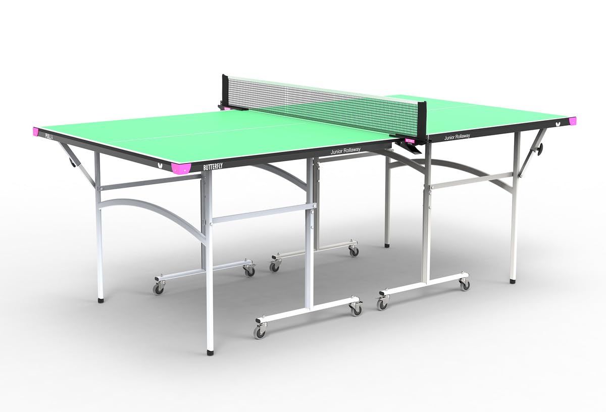 Butterfly Junior Rollaway Ping Pong Table - 3/4 Size Table Tennis Table - Space Saver Game Table for Game Room - Regulation Height Ping Pong Table - Sturdy Frame - Net Included