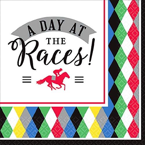 Kentucky Derby Party Supplies, Horse Race Cocktail Beverage Napkins, 32 Count