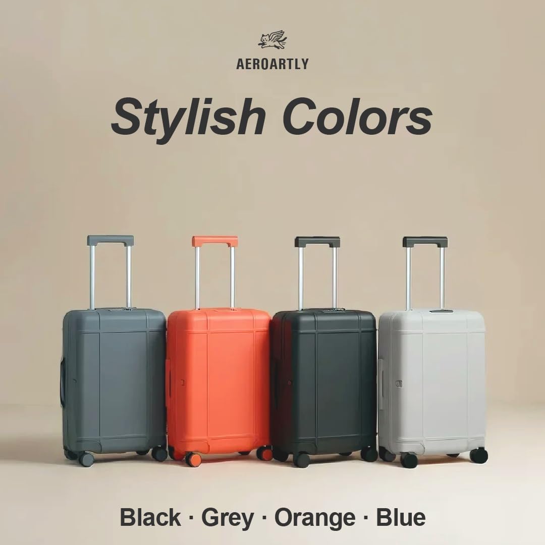 AEROARTLY Premium Slim Luggage, Collapsible & Expandable Matte Hard Shell Suitcase with Wheels & TSA Lock, 20-inch Airline Approved, Lightweight & Durable Rolling Carry-on, with Luggage Cover