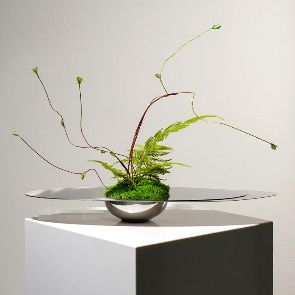 Bonsai Tree Pot for Fake Tree Light Luxury Hotel Living Room Table Floral Arrangement Stainless Steel Decoration Simulated Floral Arrangement for Office Living Room Greenery Decor