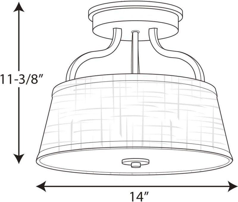 Progress Lighting 2-Light 14" Semi-Flush Convertible, Arden Collection, Indoor, P3720-09, Brushed Nickel