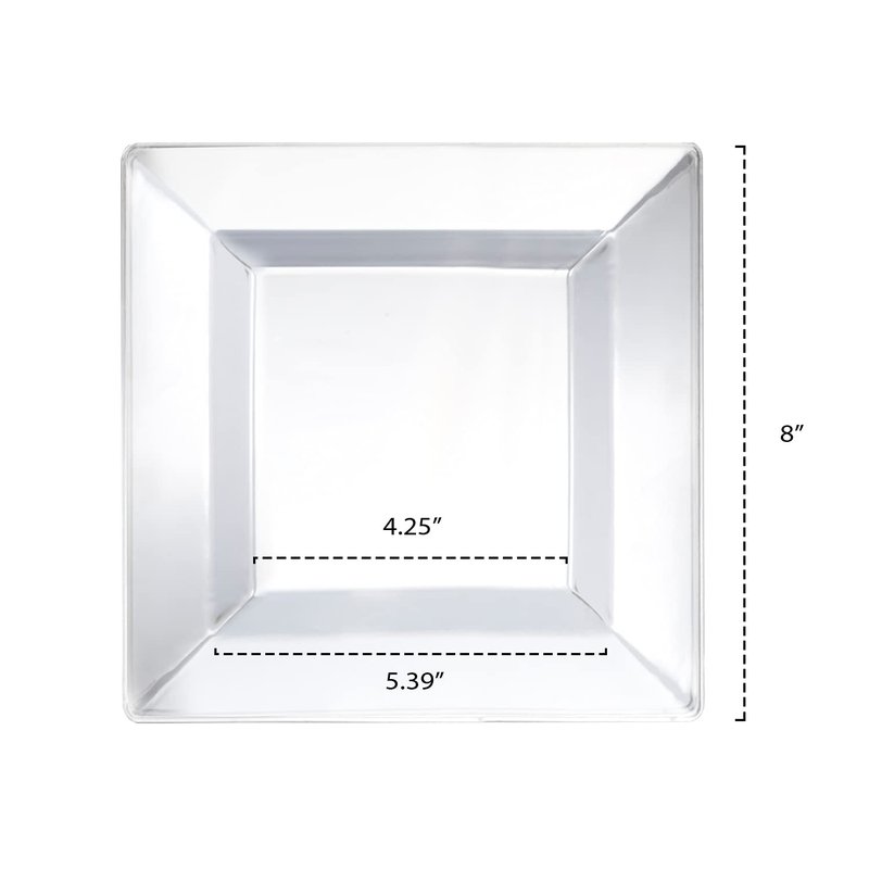 Party Essentials Party Supplies Disposable Classic Square Plastic Plates For Wedding/All Occasions, 8", 70-Count, Clear