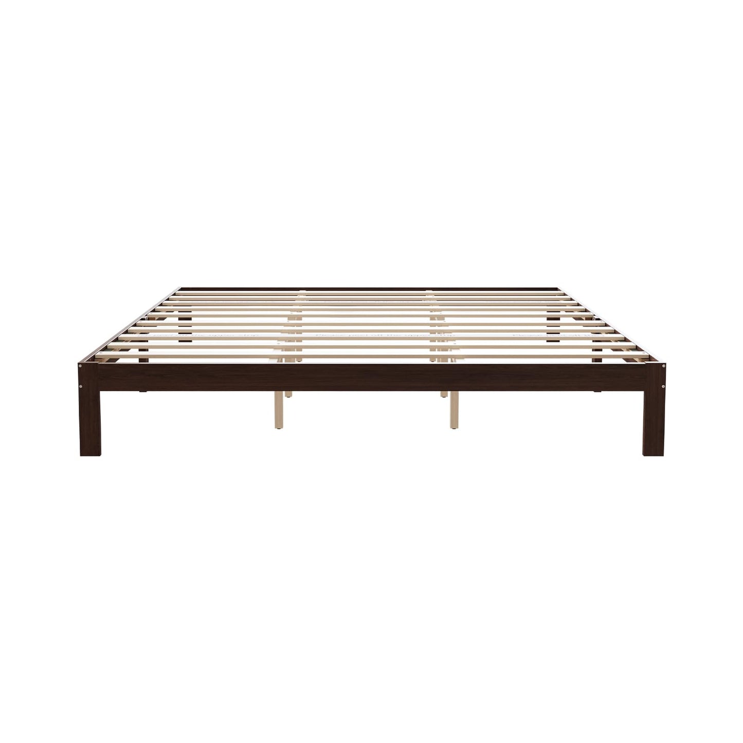 Novilla 12 Inch Wooden King Size Bed Frame, Classic Solid Wood Platform Bed Frame King Size, Sturdy Wood Slat Support, No Box Spring Needed, Easy Assembly, Walnut