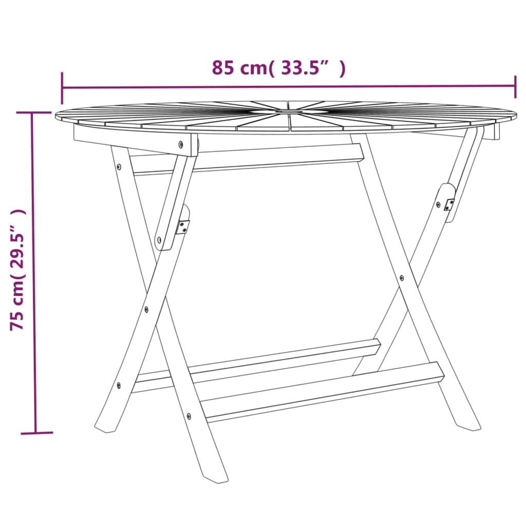 GROSERY Folding Patio Table ? 33.5""x29.5"" Solid Wood Teak,Teak Wood Patio Table, Foldable Outdoor Dining Table with Umbrella Hole for Garden, Balcony, and Commercial Use, Brown