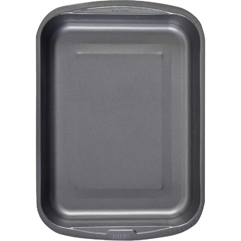 Goodcook Everyday Nonstick Roast Pan, Metal Utensil-Safe Easy Clean Dishwasher Safe Rectangle Roaster, 11.5x15.5-Inch, Silver