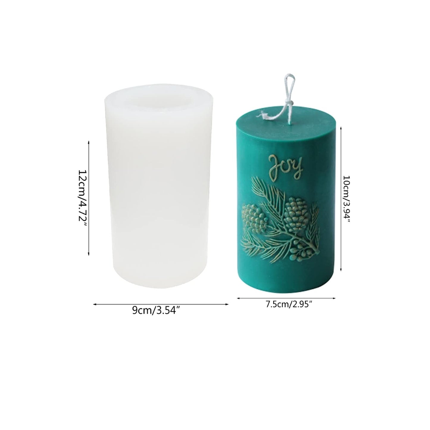 3D Cylinder Pine Cone Candle Mold,Silicone Clay Soap Mould for Making Soy Wax Beeswax Candles Handmade Art Craft
