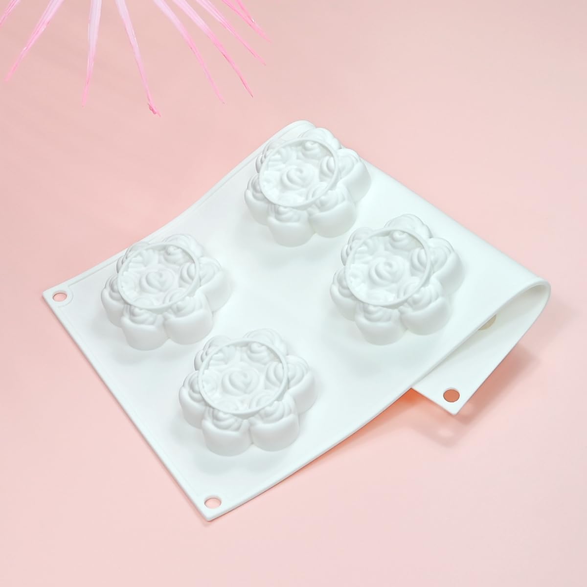 mostsom 3D Hamster Shape Silicone Mold Cake Baking Molds for Dessert Cake Mousse Heart Shape Molds for Making Handmade Soap Making Chocolate Mould (C_ Flower Rose)