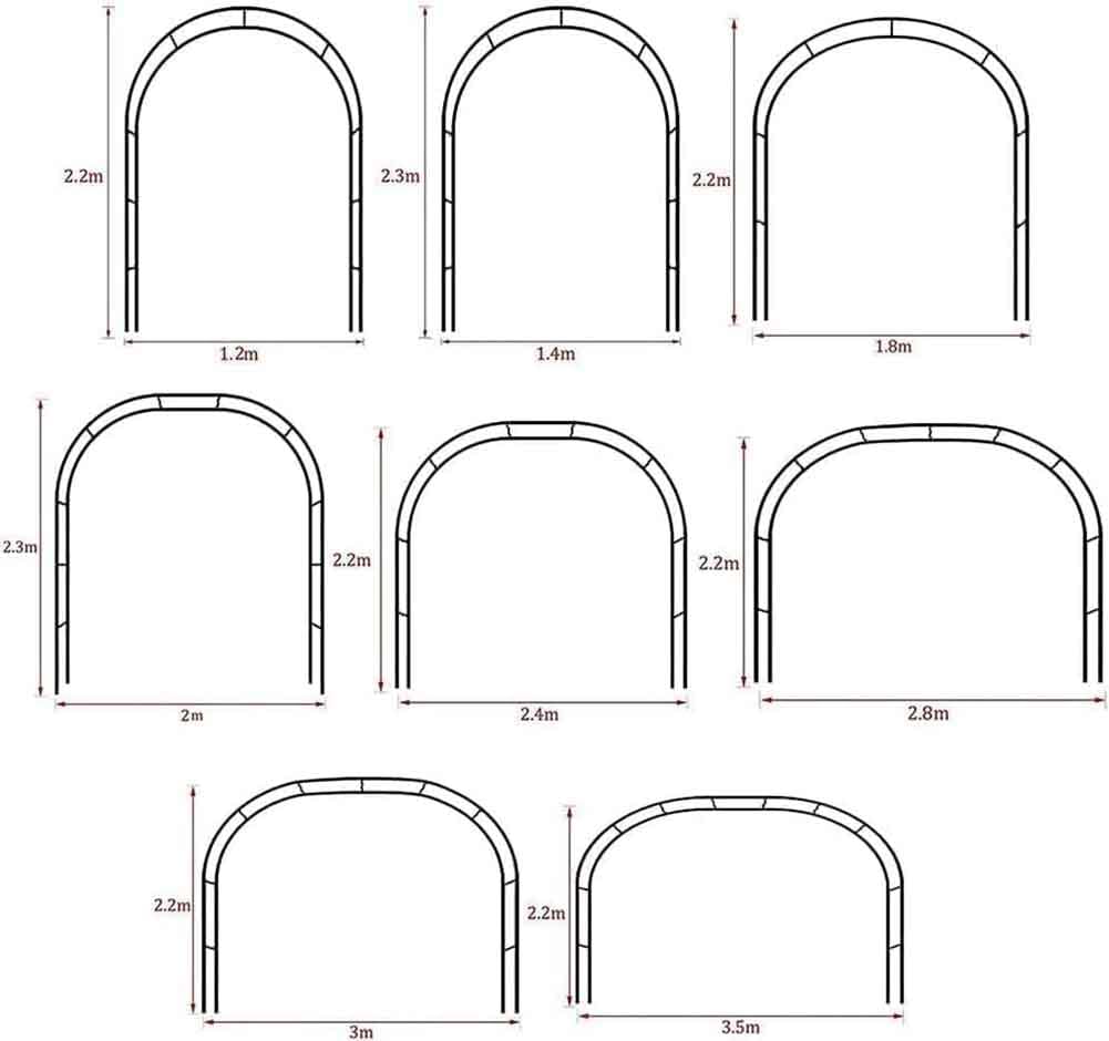 Large Steel Rose Arch Trellis Archway for Climbing Plants Decorative Garden Metal Arches Outdoor Wedding Decoration 180cm x 220cm / 300cm x 220cm (White W3meters*H2.2M)