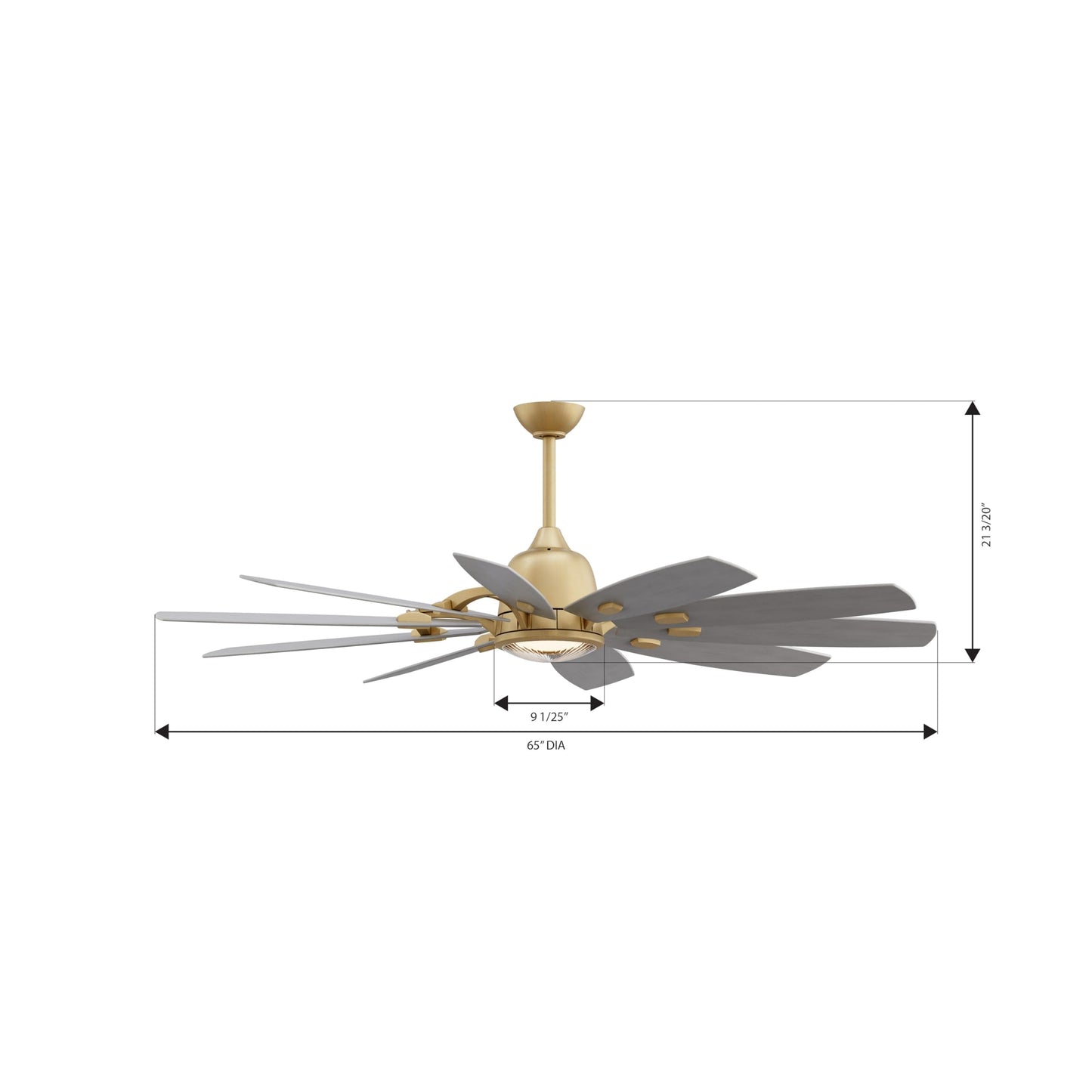 MINKA-AIRE Barn 65" 10-Blade 5CCT LED Smart Ceiling Fan - Legacy Brass and Bleached Wood Blades with Clear Glass