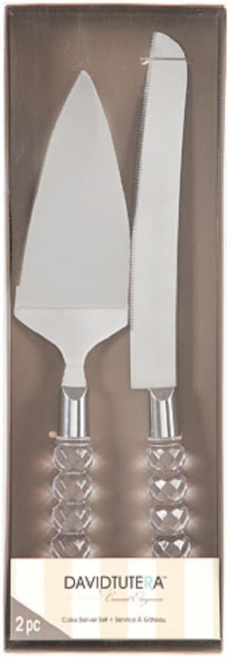 David Tutera Crystalline Handle Wedding Cake Serving Set - Silver Metal