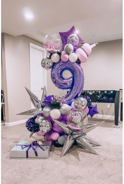 Purple Number 60 Balloon - 40 Inch Giant Foil Decoration for 60th Birthday Party Supplies