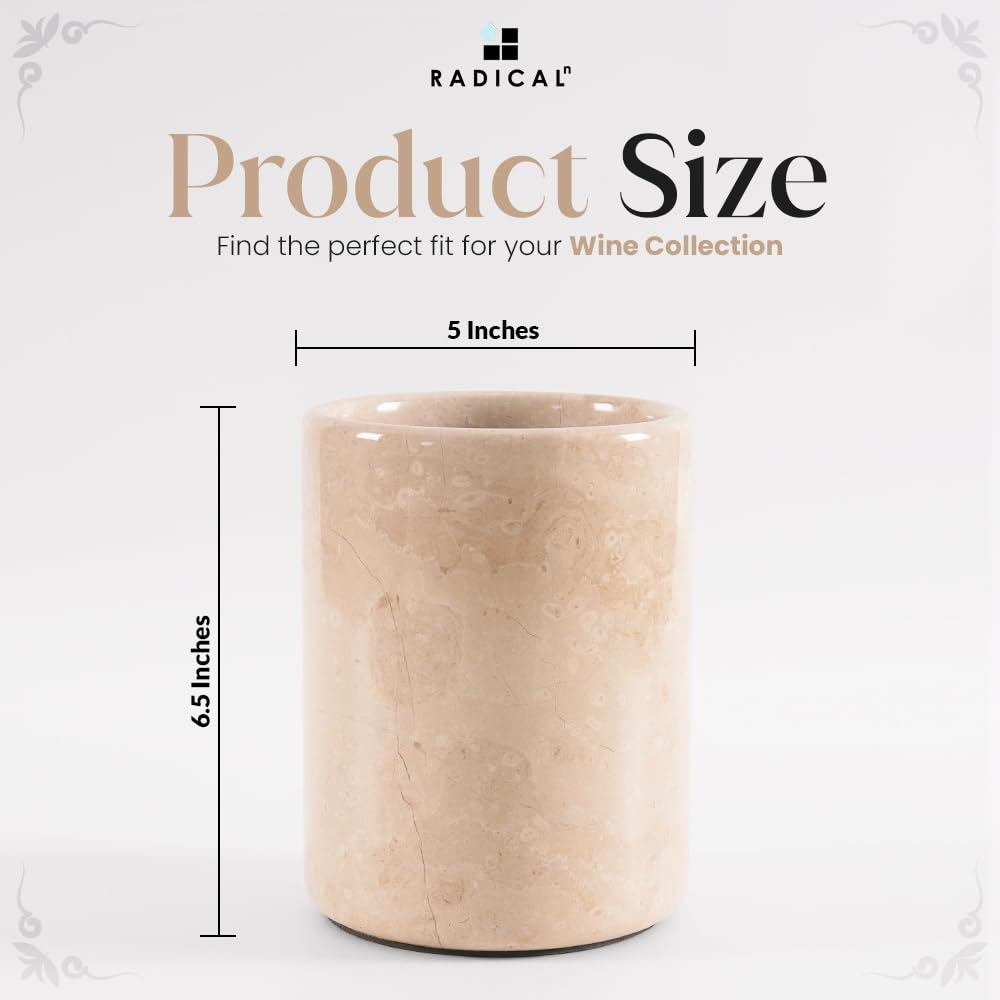 Radicaln Marble Wine Chiller For Bottles 6.5" Inch Verona 750ml Wine Bottle Cooler and Champagne Chiller for Party, Kitchen, Bar Cart Decor to Chill & Keep Bottles Cold with Unique Wine Lovers Gift