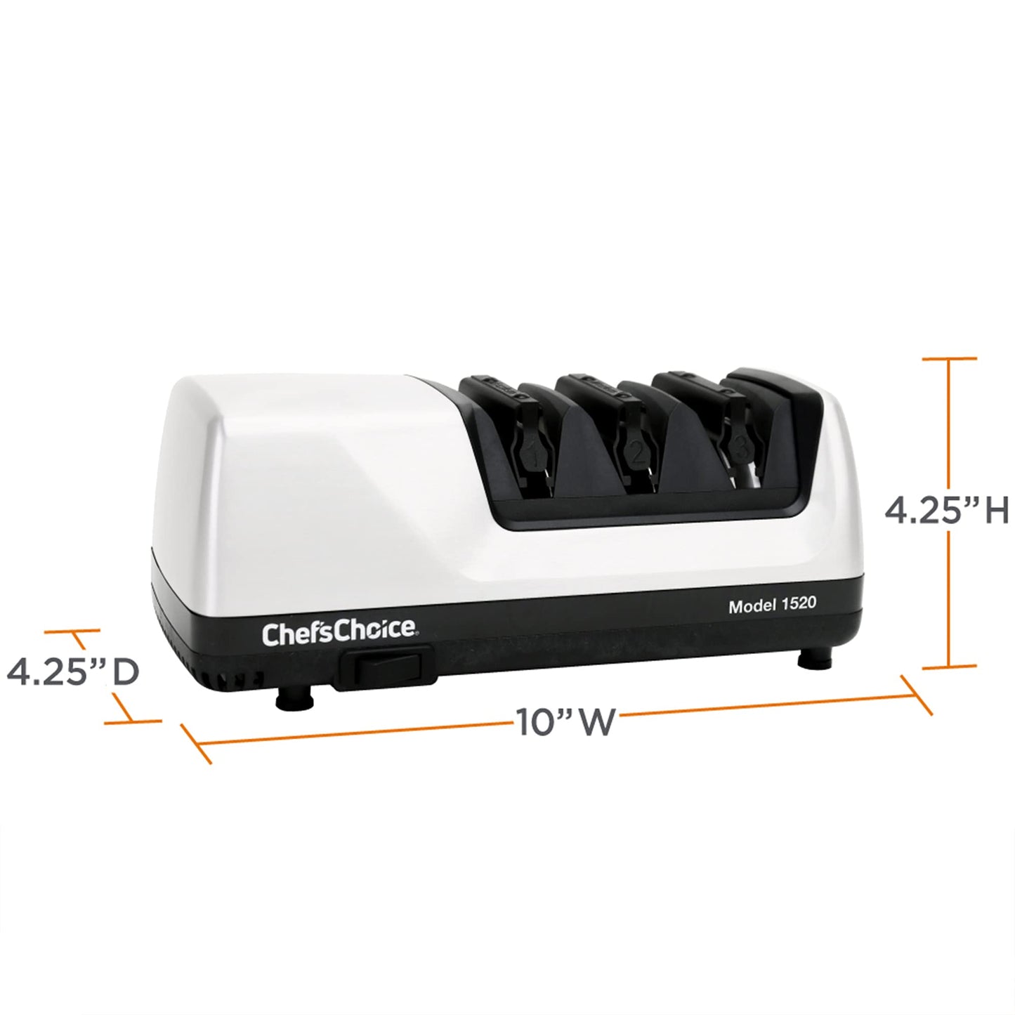 Chef’s Choice Professional Electric Knife Sharpeners for 15- and 20-Degree Straight-Edge and Serrated Knives with Diamond Abrasives & Precision Angle Control, 3-Stage, White