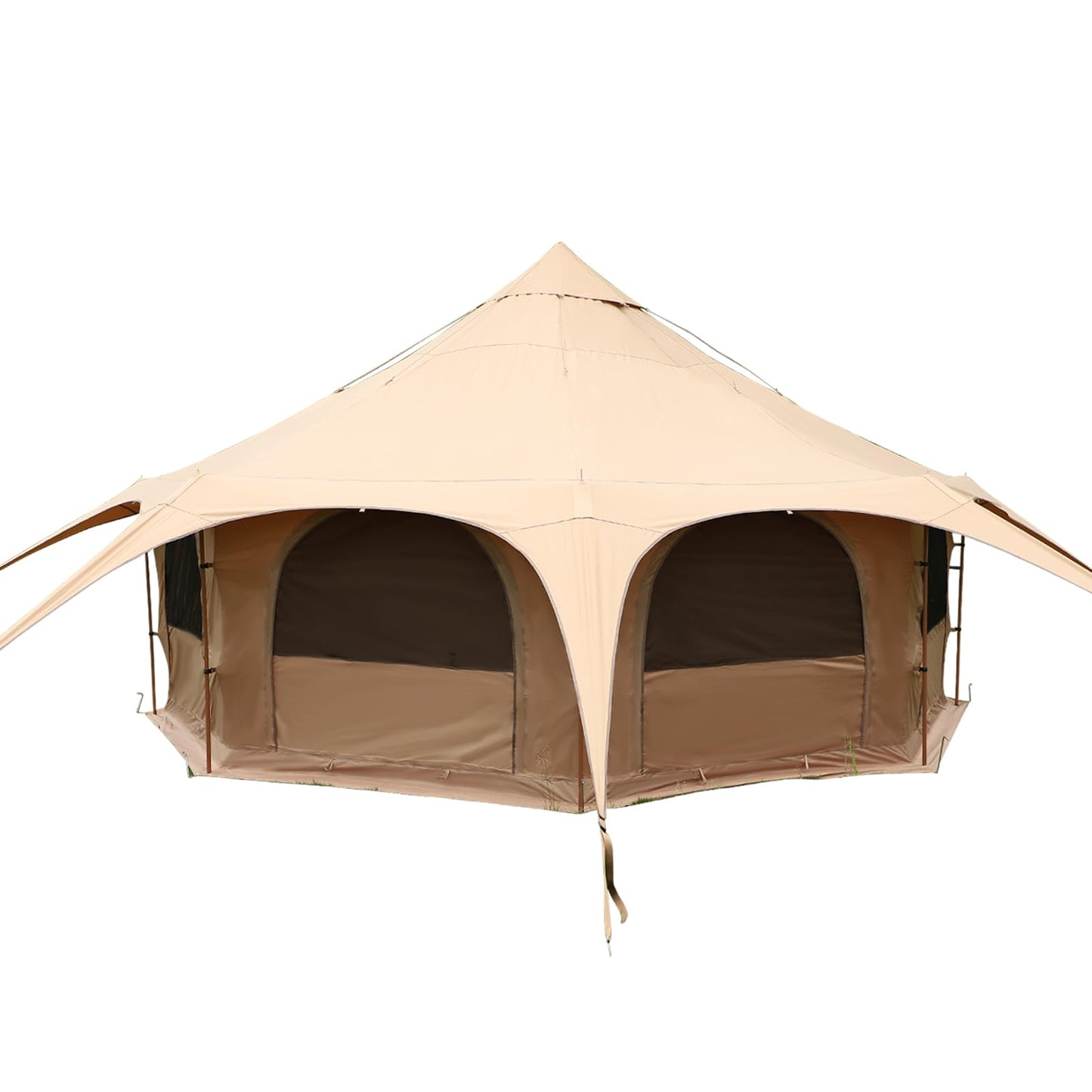 LVUYOYO Canvas Bell Tent, Glamping Yurt Waterproof Tent with Stove Jack and Storage Bag, Perfect for Family 4 Season Camping (16.4 * 9.18 FT)