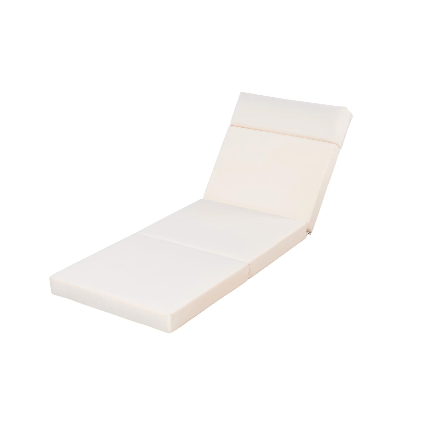Christopher Knight Home Kayes Wood Chaise Lounge with 4'' Four-Folds Cushion, Outdoor 79'' Patio Recliner Chair with 4-Position Adjustable Backrest, Sun Lounger for Backyard, Teak+Cream